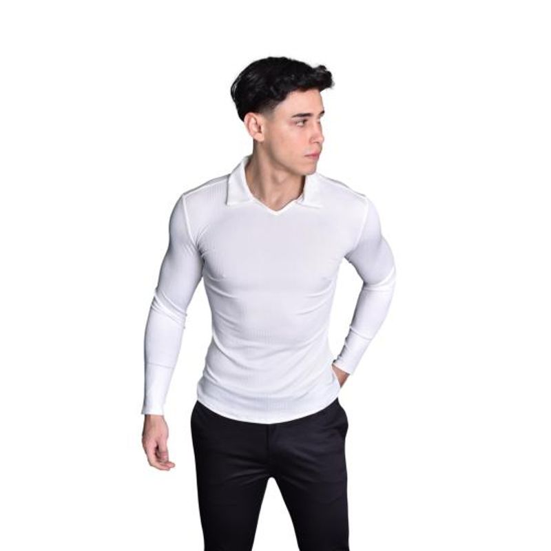 POLO CUELLO BOX MANGA LARGA MARFIL