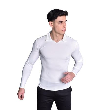 POLO CUELLO BOX MANGA LARGA - MARFIL
