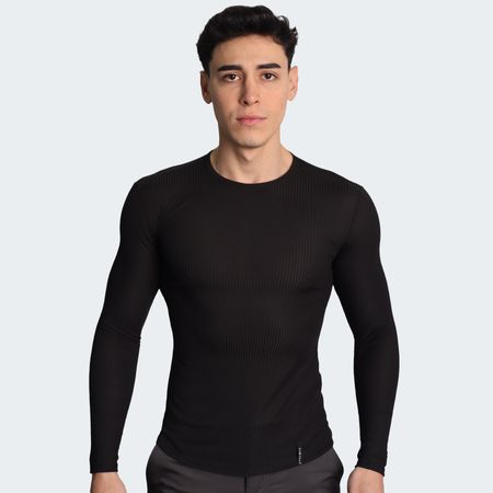 POLO MANGA LARGA CUELLO REDONDO - NEGRO
