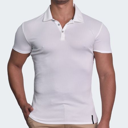 POLO CUELLO BOX MANGA CORTA - MARFIL