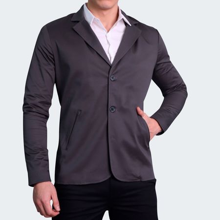 BLAZER SATINADO CON FORRO POLISHED - PLOMO