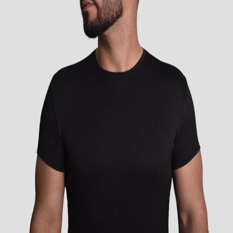 POLO-JACQUARD-MANGA-CORTA-CUELLO-REDONDO---NEGRO