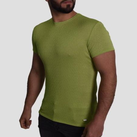 POLO JACQUARD MANGA CORTA CUELLO REDONDO - VERDE