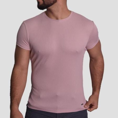 POLO ACANALADO MANGA CORTA CUELLO REDONDO - ROUSE