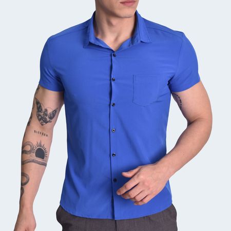 CAMISA MANGA CORTA PERFECT FIT - AZUL