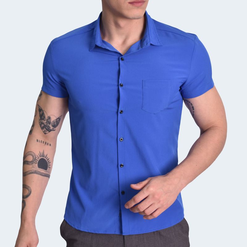 CAMISA-MANGA-CORTA-PERFECT-FIT---AZUL