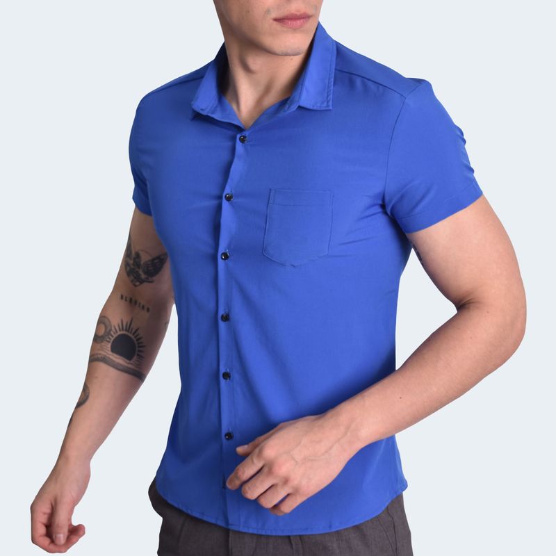 CAMISA-MANGA-CORTA-PERFECT-FIT---AZUL