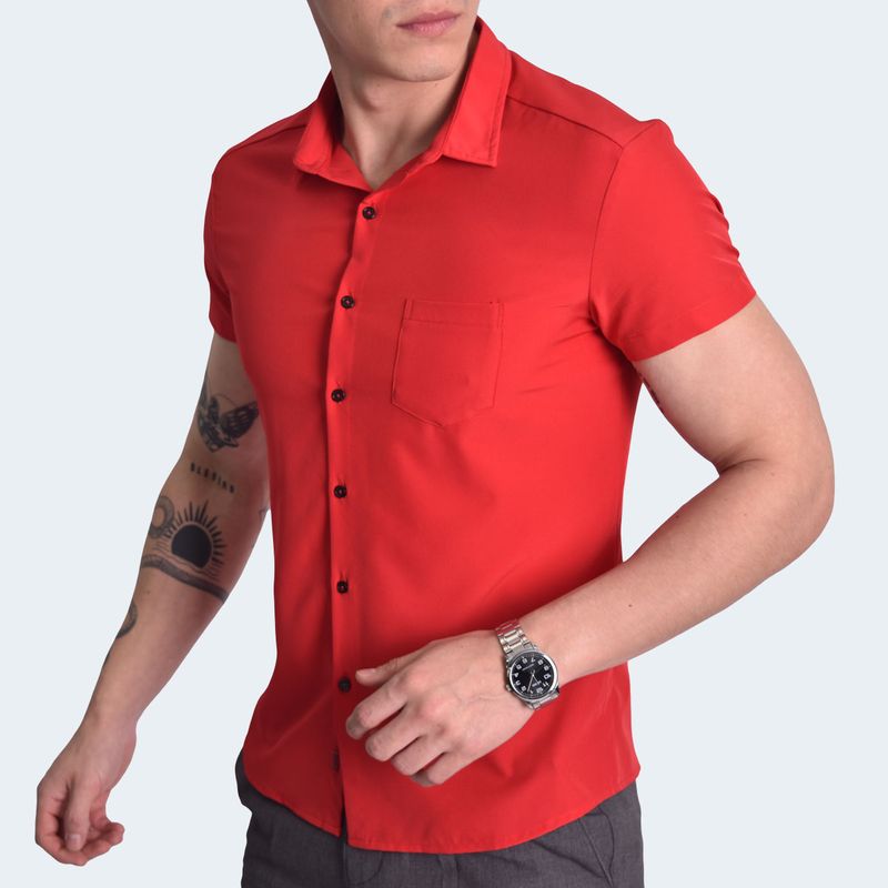 CAMISA-MANGA-CORTA-PERFECT-FIT---ROJO
