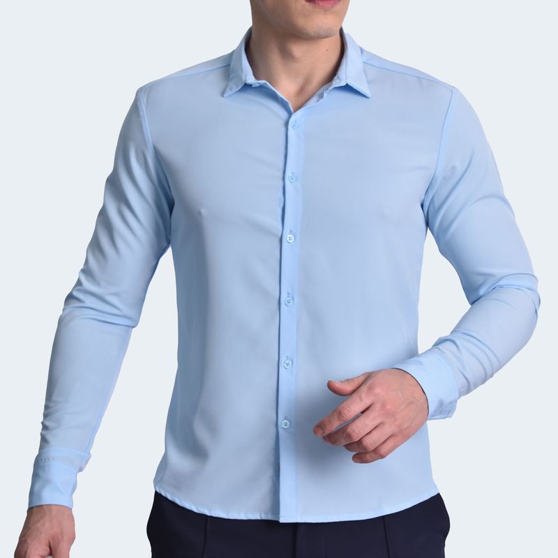 CAMISAMANGALARGAPERFECTFITSKYBLUE