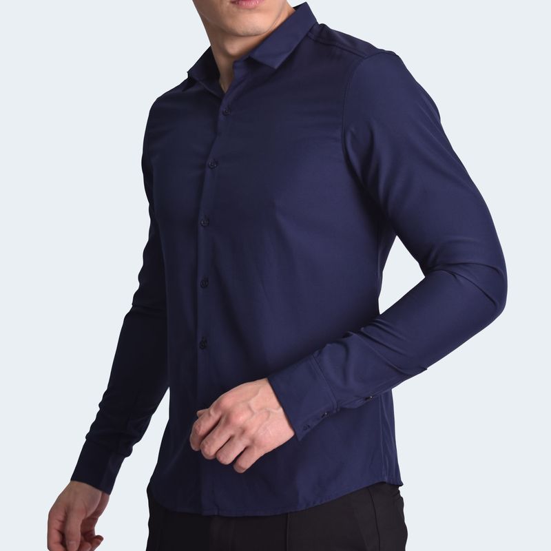 CAMISAMANGALARGAPERFECTFITAZUL