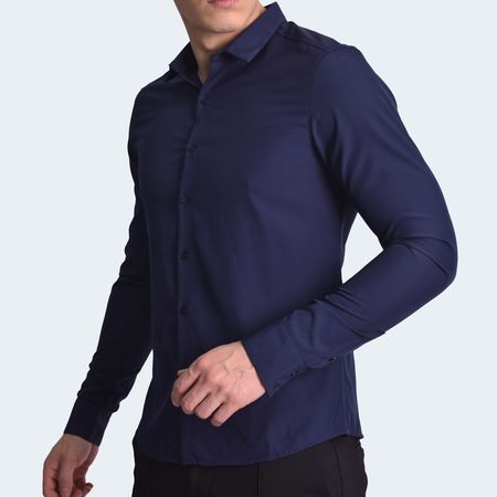 CAMISA MANGA LARGA PERFECT FIT - AZUL