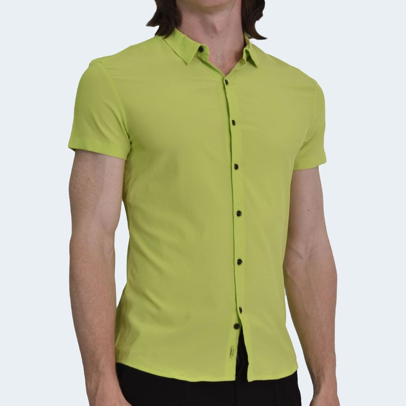 CAMISA-MANGA-CORTA-EN-TEGIDO-ESPECIAL-PERFECT-FIT---LIME
