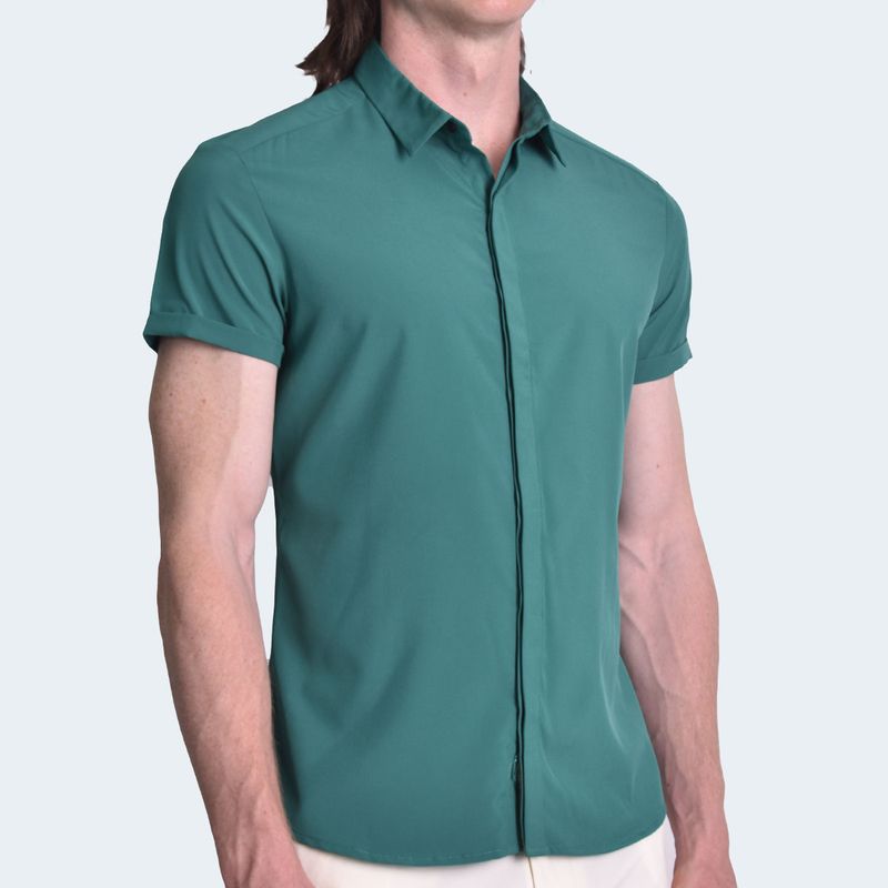CAMISA-MANGA-CORTA-TEGIDO-ESPECIAL-PERFECT-FIT---DARK-GREEN