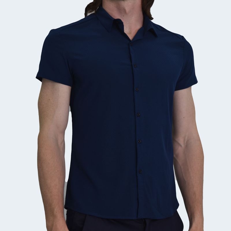 CAMISAMANGACORTATEGIDOESPECIALPERFECTFITAZUL