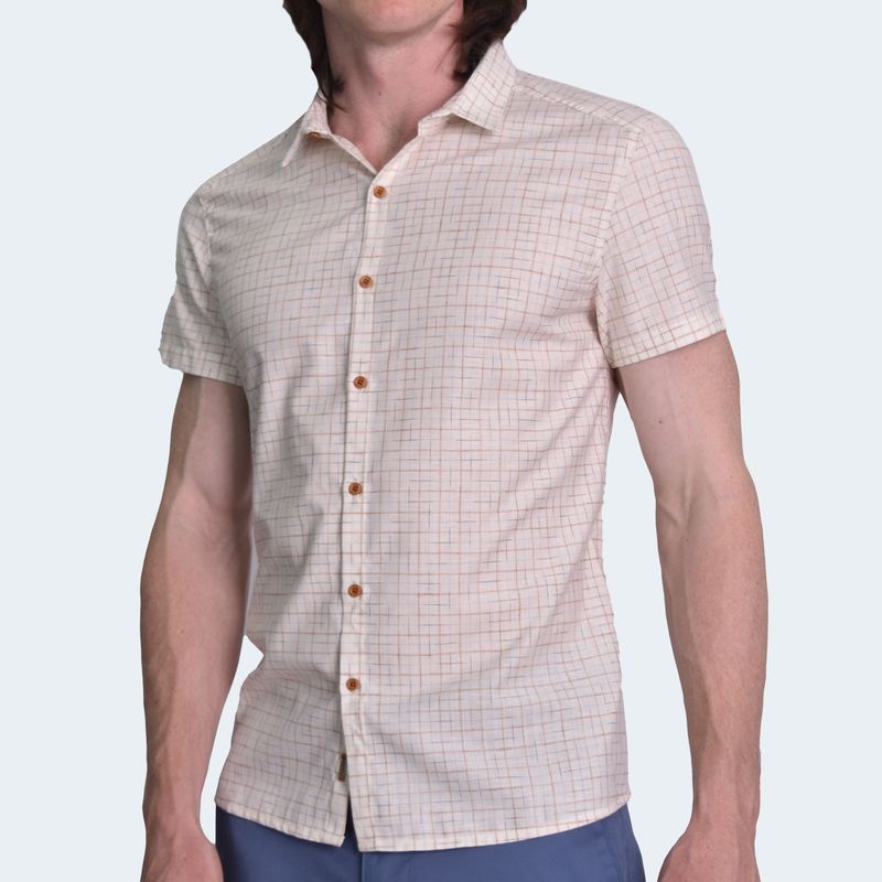 CAMISA-MANGA-CORTA-TELA-PRINT-PERFECT-FIT---BEIGE