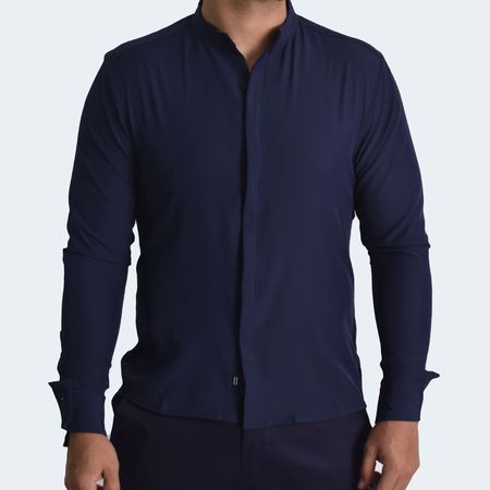 CAMISA MANGA LARGA PERFECT FIT - AZUL