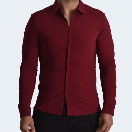 CAMISA MANGA LARGA PERFECT FIT - BURGUNDY
