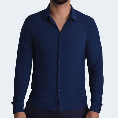 CAMISA MANGA LARGA  PERFECT FIT - AZUL
