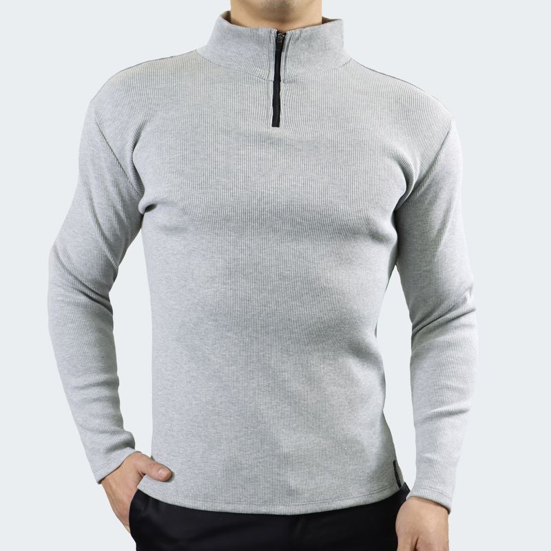 CHOMPA CUELLO TUBO CON CIERRE TEJIDO ESPECIAL MELANGE