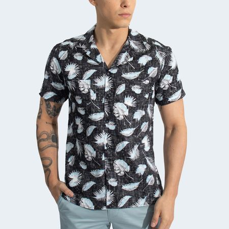 CAMISA HAWAIANA RELAX FIT - NEGRO