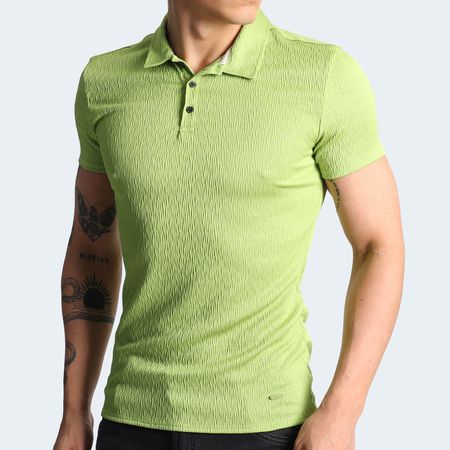 POLO CUELLO BOX MANGA CORTA - VERDE LIMON