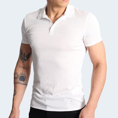 POLO CUELLO BOX MANGA CORTA - MARFIL