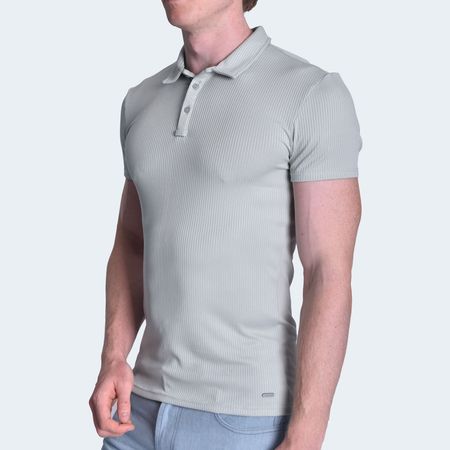 POLO CUELLO BOX MANGA CORTA - CEMENTO