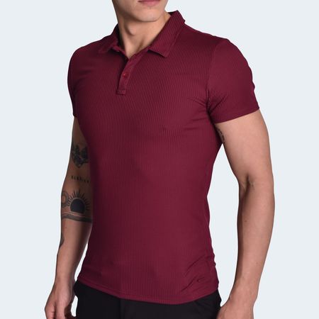 POLO CUELLO BOX MANGA CORTA - BURGUNDY