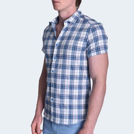 CAMISA  MANGA CORTA  A CUADROS - BLAZUL