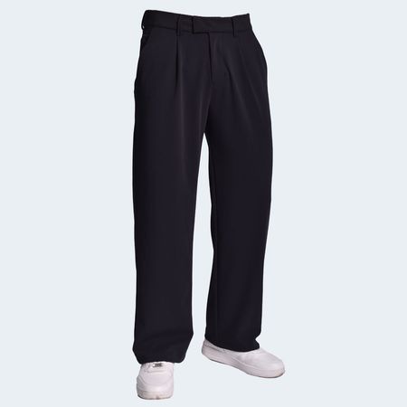 Pantalon Wide Leg para Hombre Estilo Old Money Perfect Fit Diseño Clásico Elegante y Versátil - NEGRO