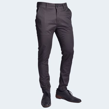 Pantalon Pitillo Satinado Elegante Perfect Fit con Acabado Suave - PLOMO