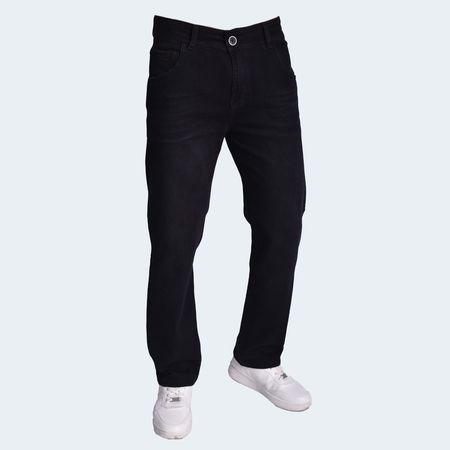 Pantalon denim confort straight fit premium versátil y moderno - NEGRO