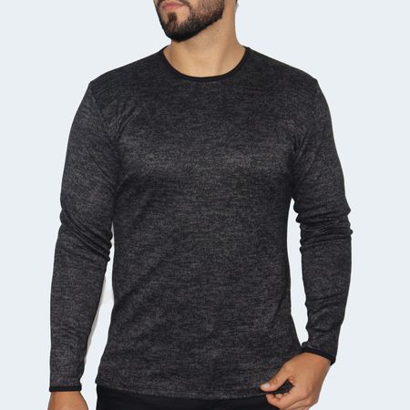 Chompa Signature  para hombre, cuello redondo, entalle perfect fit, tejido anatómico y transpirable, estilo moderno y versátil - NEGRO