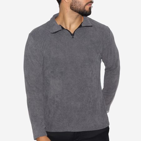Chompa Signature  para hombre, cuello alto con cierre exclusivo ideal para salidas de invierno o salidas nocturnas - PLOMO
