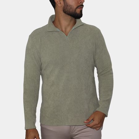 Chompa Signature  para hombre, cuello alto con cierre exclusivo ideal para salidas de invierno o salidas nocturnas - CEMENTO