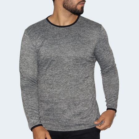 Chompa Signature  para hombre, cuello redondo, entalle perfect fit, tejido anatómico y transpirable, estilo moderno y versátil - PLOMO