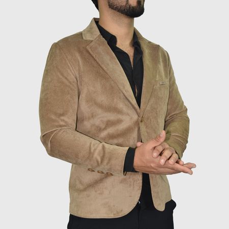 Blazer de corduroy con forro piel de bison– estilo sofisticado para eventos o días elegantes - BEIGE