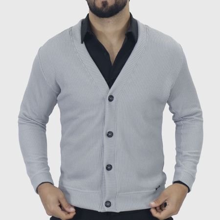 Cardigan Signature abrigador – tejido tipo chompero ideal para elevar tus outfits casuales en días fríos - PLOMO