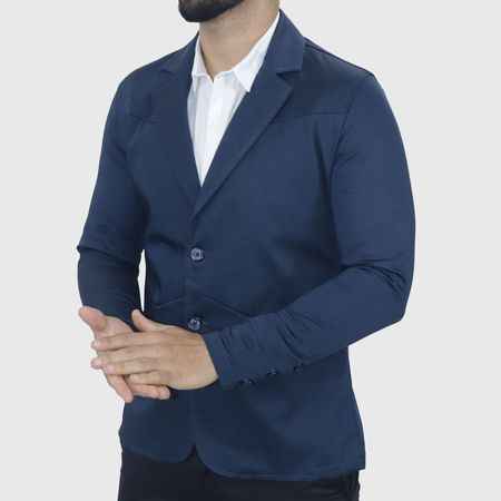 Blazer satinado Signature | Entalle Perfect Fit – Diseño minimalista con bolsillos invisibles Perfecto para eventos sociales - AZUL NOCHE