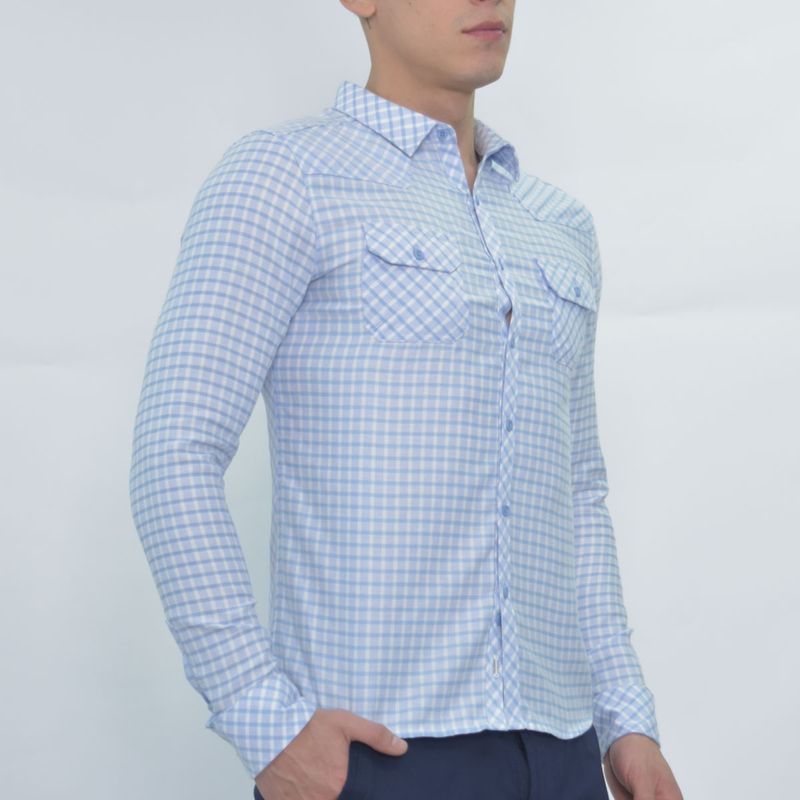 Camisa a cuadros Corte vaquero con bolsillos frontales BLACEL