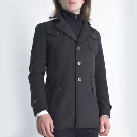 Saco estructurado con pechera cuello alto extraible | Edición sofisticada para media estación | Perfect Fit - PLOMO