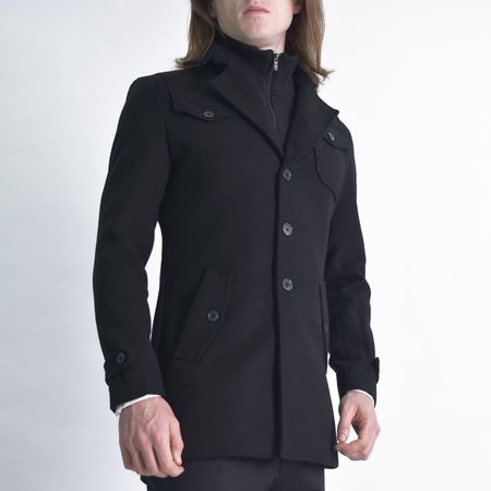 Saco estructurado con pechera cuello alto extraible | Edición sofisticada para media estación | Perfect Fit - NEGRO