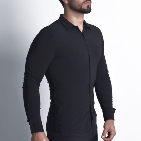 Camisa suit manga larga Signature Perfect Fit - NEGRO