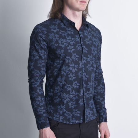 Camisa manga larga Entalle Perfect Fit - AZUL