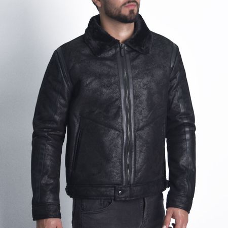 Casaca EcoCuero Craquelado Cuello Convertible Perfect Fit Estilo Biker SG