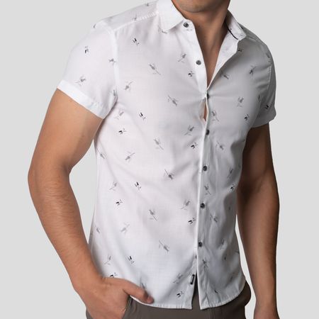 Camisa Manga Corta | Perfect Fit | Tejido Floral – Antiarrugas